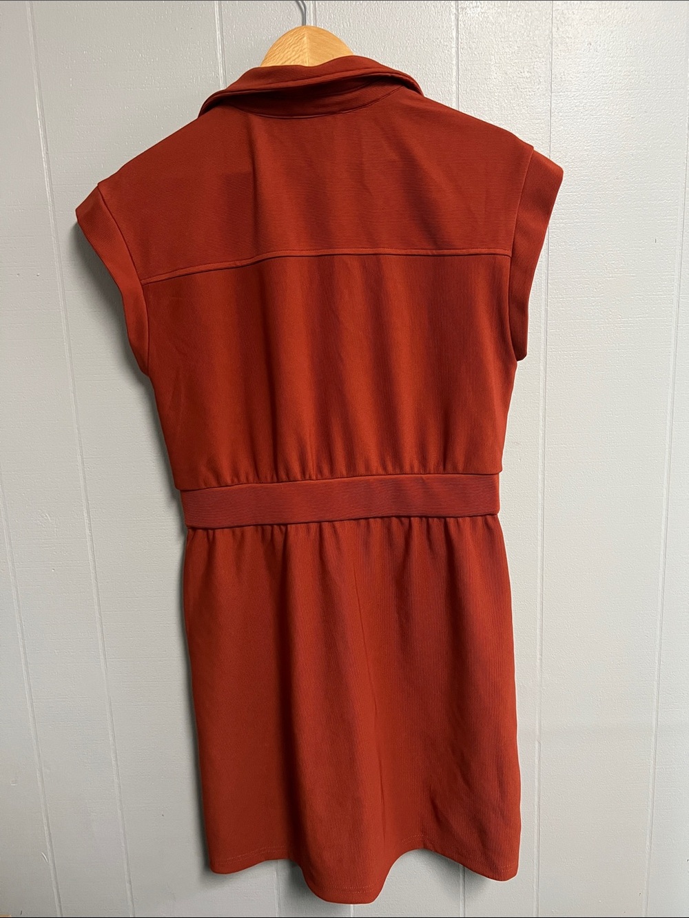 NWT entro Ribbed Zip-Front Dress in Rust - Picture 7 of 12